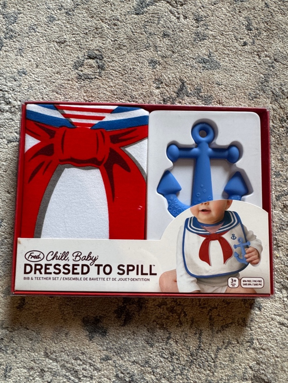 Fred Dressed to Spill Bib & Anchor Teether Set - Red, White & Blue